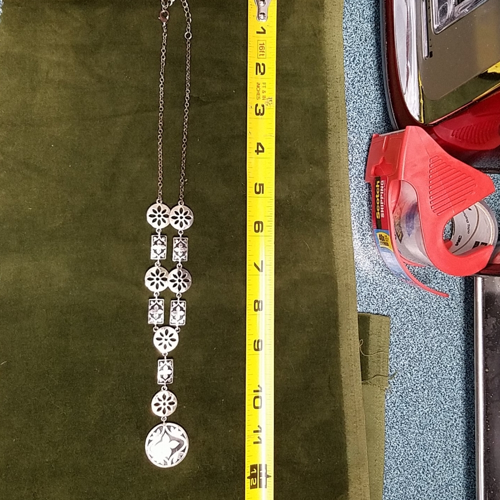 Silver & Onyx Medallion Necklace - image 4